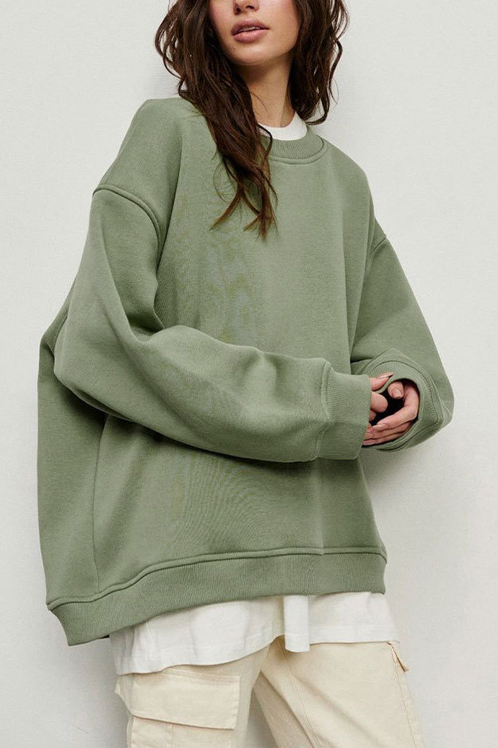 Round Neck Dropped Shoulder Sweatshirt