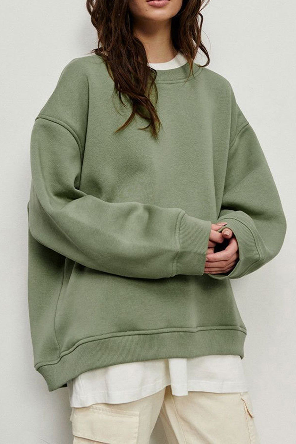 Round Neck Dropped Shoulder Sweatshirt