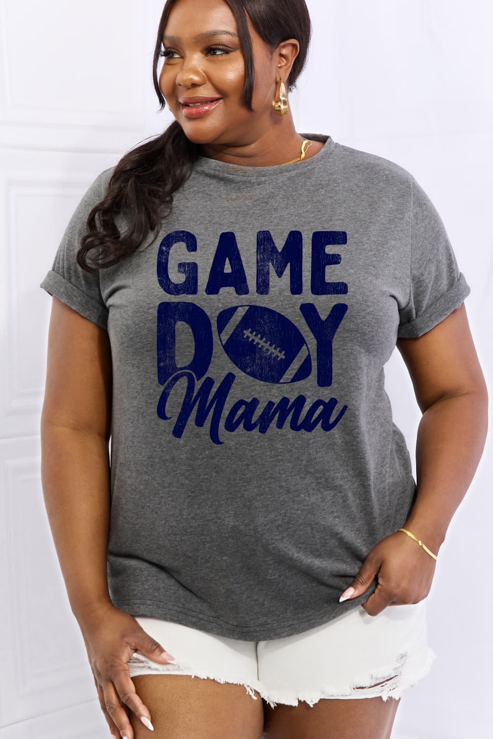 Simply Love Full Size GAMEDAY MAMA Graphic Cotton Tee