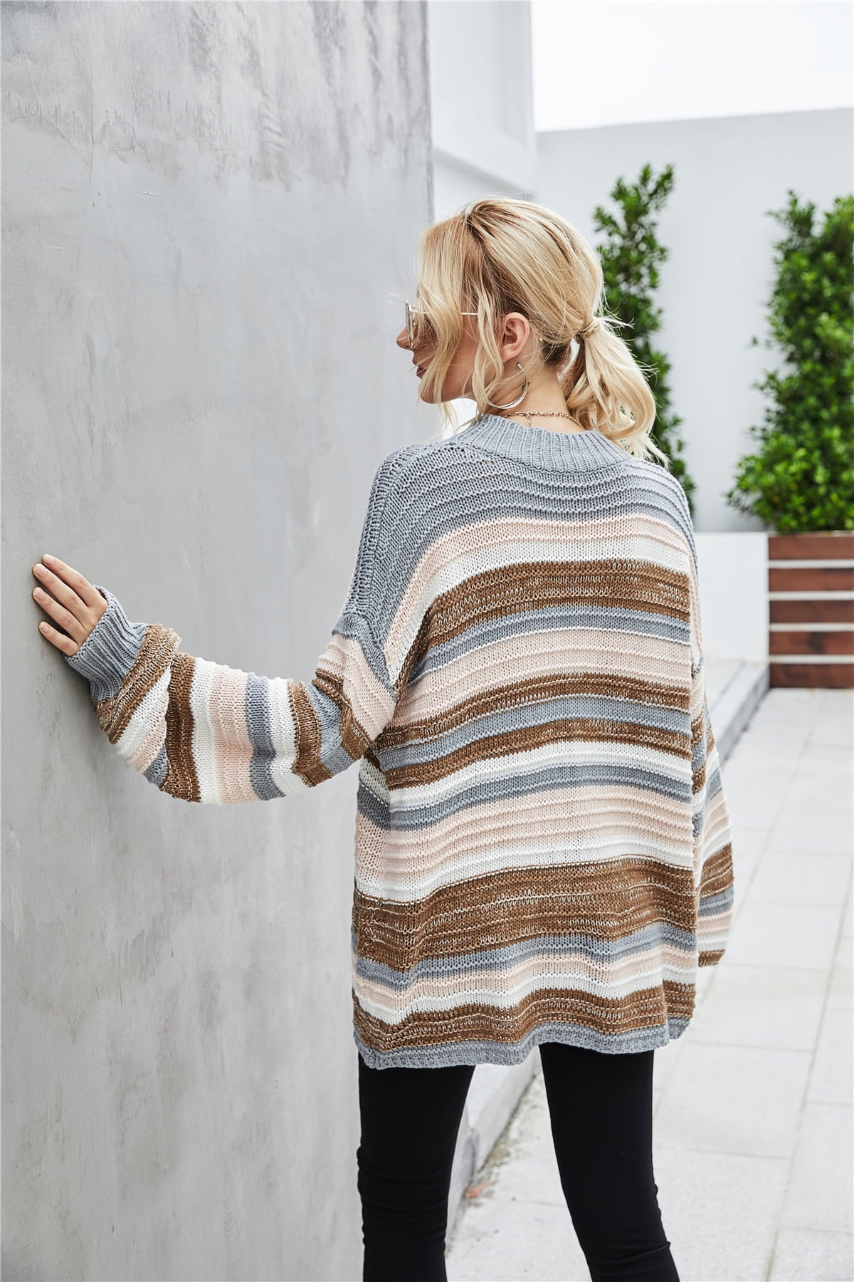 Round Neck Dropped Shoulder Sweater