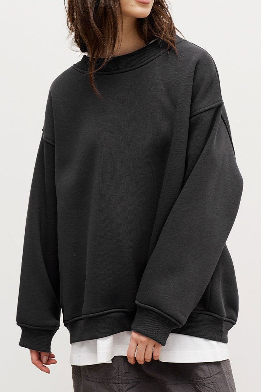 Round Neck Dropped Shoulder Sweatshirt