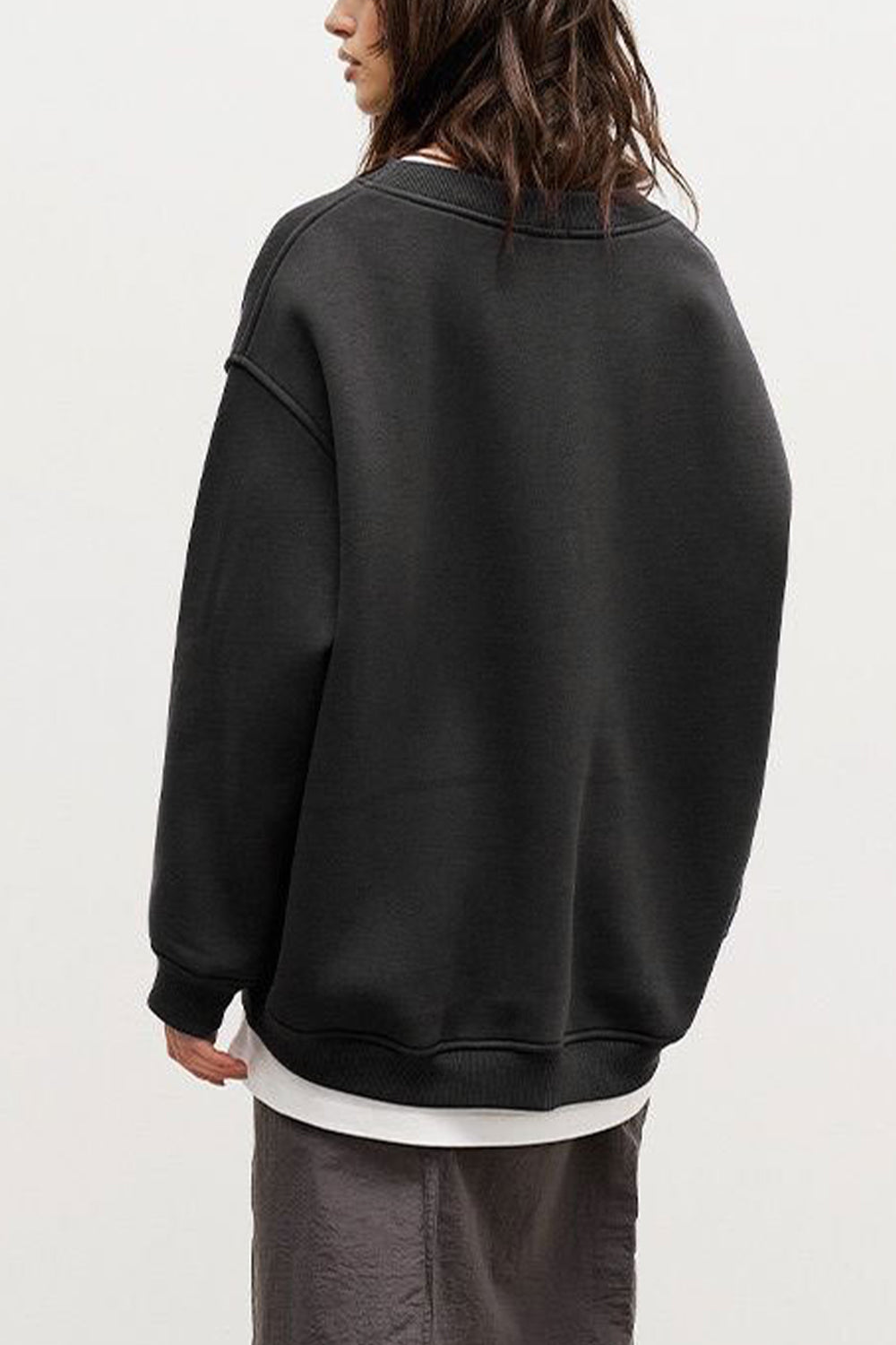 Round Neck Dropped Shoulder Sweatshirt