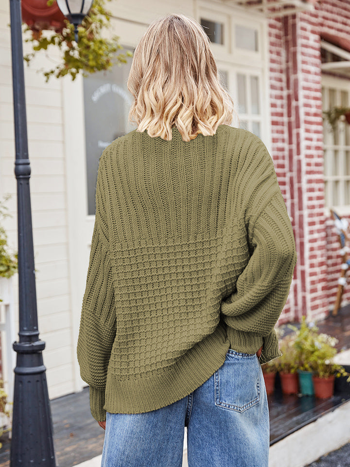 Round Neck Dropped Shoulder Sweater