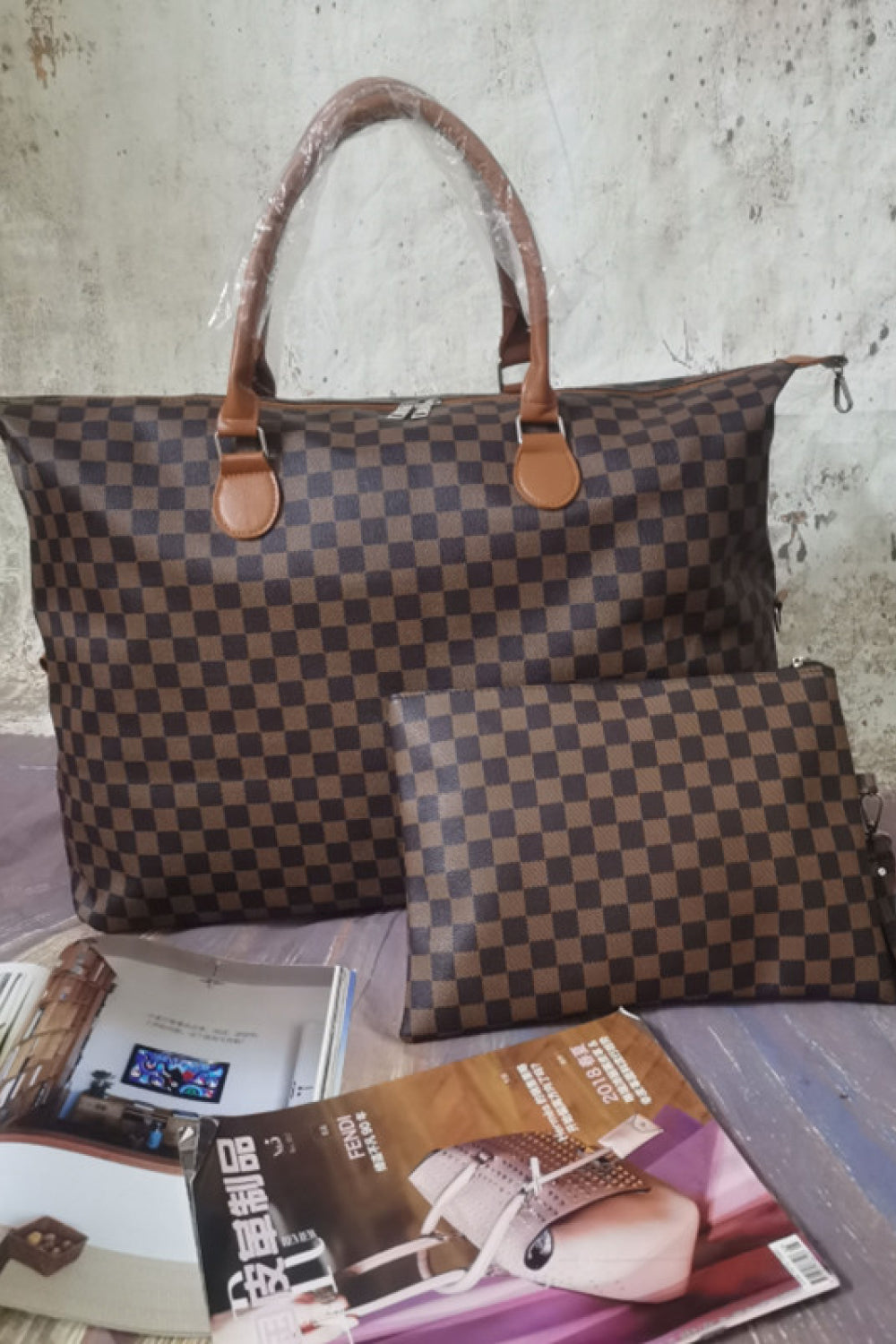 Checkered Two-Piece Bag Set