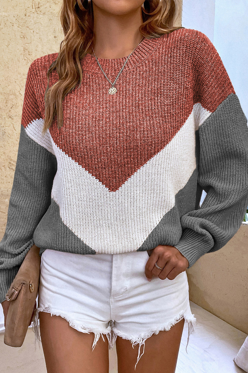 Round Neck Dropped Shoulder Sweater