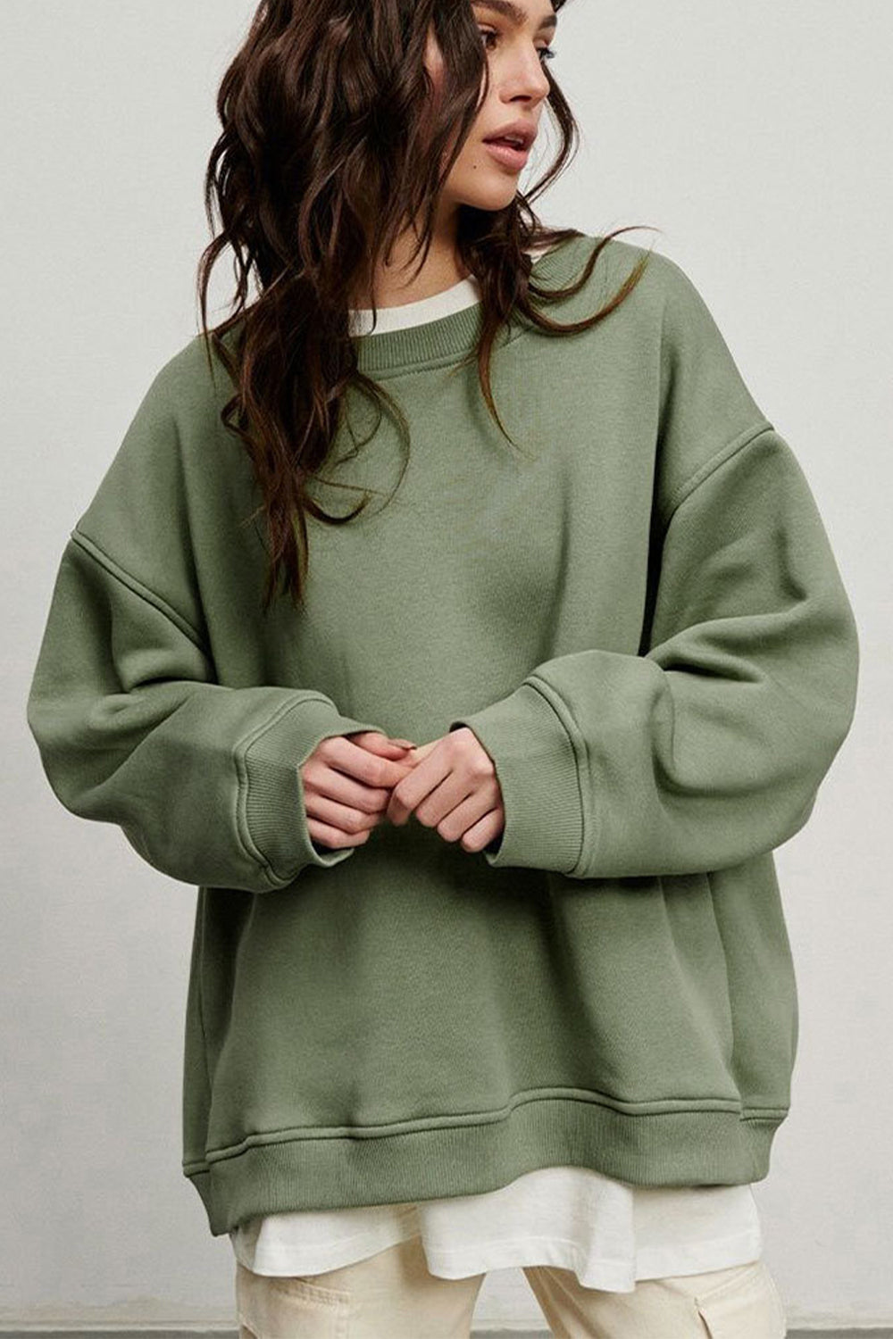 Round Neck Dropped Shoulder Sweatshirt