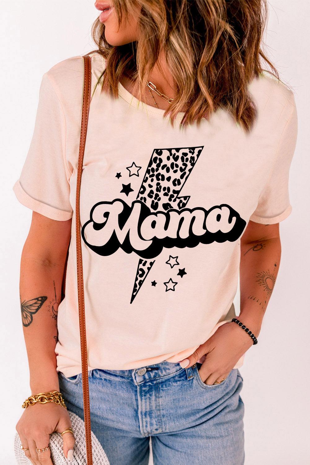 MAMA Lightning Graphic Round Neck Tee